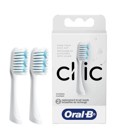 Oral-B Clic Toothbrush Replacement Brush Heads, Deep Clean Extra Soft, White, 2 Count