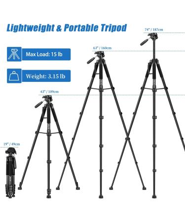 Professional Heavy Duty Camera Tripod Stand - Compatible with DSLR, Canon, Nikon, iPhone - Max Load 15 LB - Black - Buy Online on GoSupps.com