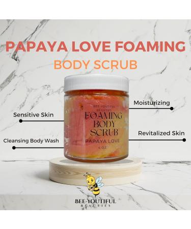 Bee-Youtiful Beauties Papaya Love Foaming Body Scrub | Hydrating Scrub & Exfoliating Scrub for Nourishing Essential Body Care Women Gifts | Exfoliating Body Scrub for Women and Men - 4 Oz - Buy Online on GoSupps.com