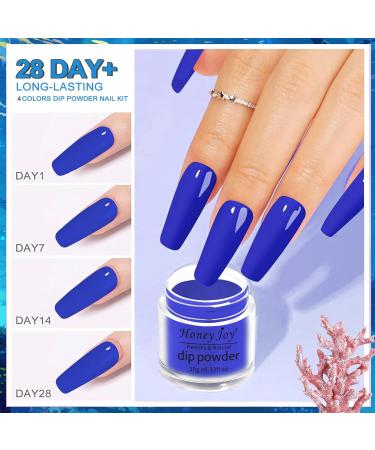 Honey Joy Dip Powder Nail Kit - Starter Set 4 Colors - Navy Blue, Sky Blue, Purple Glitter - No LED Lamp Needed - 7pcs Set for DIY Manicure - Buy Online on GoSupps.com