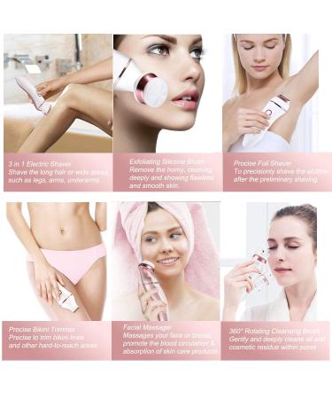 ELECTRIC SHAVER for Women 6-in-1 | Wet/Dry Lady Shaver for Legs & Underarms - Cordless Razor with Cleansing Brush, Massager, Foil Shaver & Bikini Trimmer - Buy Online on GoSupps.com