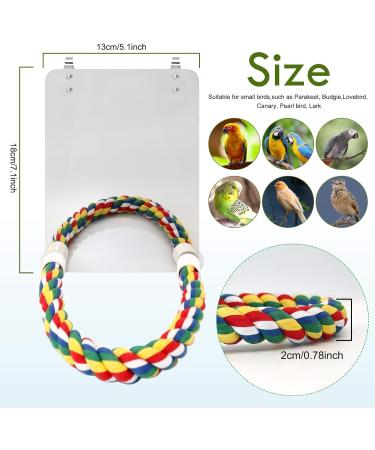 HYLYUN 7 Inch Bird Mirror with Rope Perch - Cage Toy for Cockatiel, Parakeet, Conure - Swing & Play Mirror for Parrot Entertainment - Buy Online on GoSupps.com