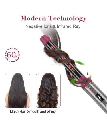 IG INGLAM 8-in-1 Curling Iron Wand Set - Professional Hair Curler with 8 Ceramic Barrels Fast Heat & Adjustable Temp for All Hair Types - Rock Grey & Purple - Buy Online on GoSupps.com