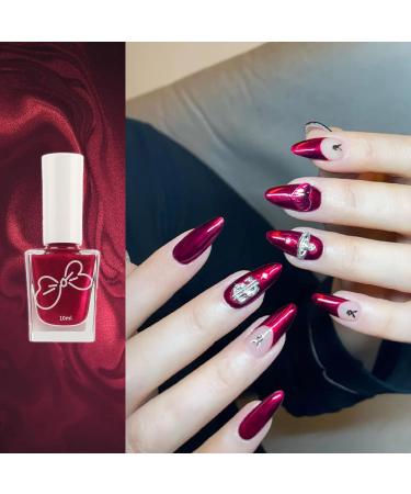 Red Pearl Metal Nail Polish Metallic Shell Thread Glitter Holographic No Need Cure Shimmering Long Lasting Large Volume 10ML Nail Polish DIY Art Manicure at Home Gift for Women & Girls - Buy Online on GoSupps.com