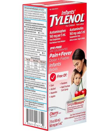 Buy Tylenol Infants Oral Suspension - Dye-Free Cherry 2 Fl. Oz (Pack of 2) | Fast International Shipping - Buy Online on GoSupps.com