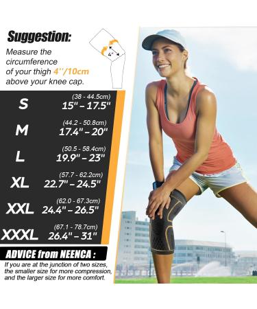 NEENCA Knee Compression Sleeve - Support for Knee Pain, Running, Arthritis - Medium 2 Pack - Buy Online on GoSupps.com