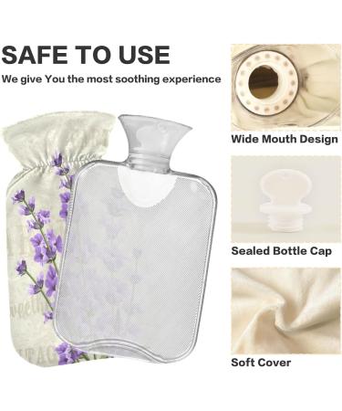 NAANLE Vintage Lavender Hot Water Bottle with Cover | 1L Heat Bottle for Back Pain Relief & Cold Therapy | International Shipping Available - Buy Online on GoSupps.com