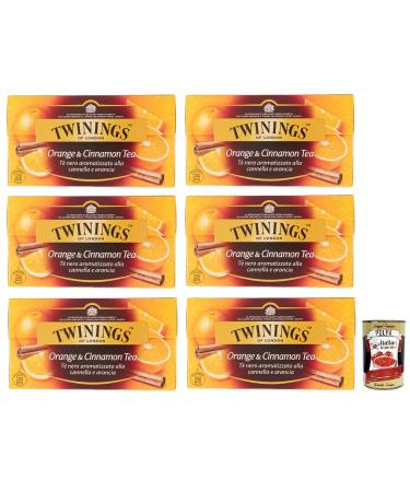 Italian Gourmet E.R. Twinings Cinnamon and Orange Flavored Black Tea Black Tea with Cinnamon and Orange Pack of 25 Filters + Italian Tin Gourmet Tomato Pulp 400 g