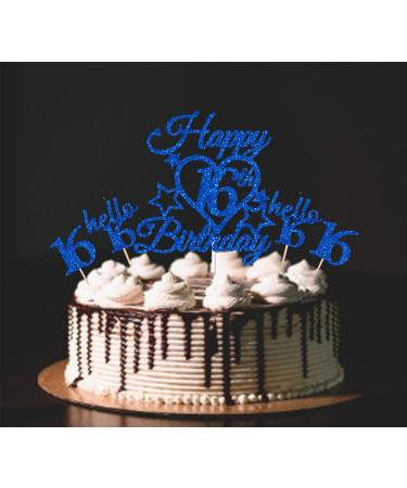 bng-bng 16th Birthday Cake Topper Boys Blue Glittery Happy 16th Birthday Cake Cupcake Toppers For Boy 16 Sixteen Years Old Birthday Party Supplies Decorations - Buy Online on GoSupps.com