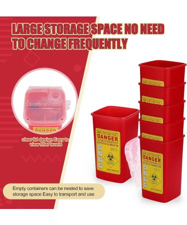 20 Pcs 1 Quart Flip Top Sharps Container - Small Portable Disposal Bin for Tattoo Parlors, Office, Barbershop, Home & Travel - Red, 6x4x3 - Buy Online on GoSupps.com