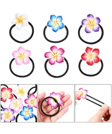 Lurrose 12PCS Plumeria Hair Ties - Soft Ceramic Flower Hair Rope Bands for Girls - Buy Online on GoSupps.com
