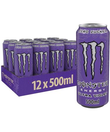 Monster Energy Ultra Violet - Caffeine Energy Drink with Farth Sweet Tast - Without Sugar and Without Calories - In practical disposable doses (12 x 500 ml) Violet Blueberry 500 ml (12 pack)
