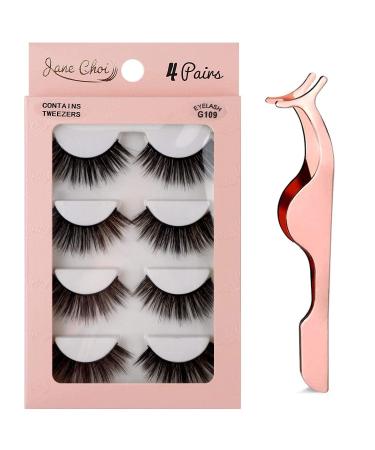 Wrong eyelashes 3D false eyelashes reusable long thick eyelashes to extend the make-up eyelashes 4 pairs of handmade dramatic false eyelashes with eyelash clip (G109)