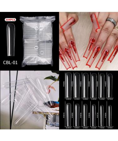 SCASTOE 504Pcs Full Cover Square Press on Nails - Long French False Nail Tips in 12 Sizes for Acrylic & Coffin Styles - Buy Online on GoSupps.com