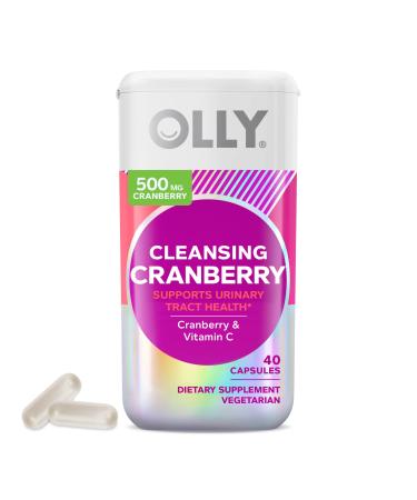 OLLY Cleansing Cranberry Capsules, Supports Urinary Tract Health, Vegan Capsules, Supplement for Women - 40 Count Cleansing Cranberry 40 Count (Pack of 1)