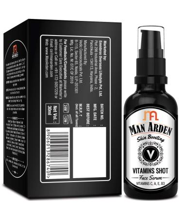 Skin Boosting Vitamins Shot Face Serum for Men - 30ml Vitamin C A E & B3 | Hydrate & Revitalize - Buy Online on GoSupps.com