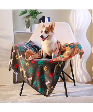 Super Soft Fluffy Fleece Pet Blanket Pack of 3 - Small Paw Design for Dogs, Puppies, and Cats - Buy Online on GoSupps.com