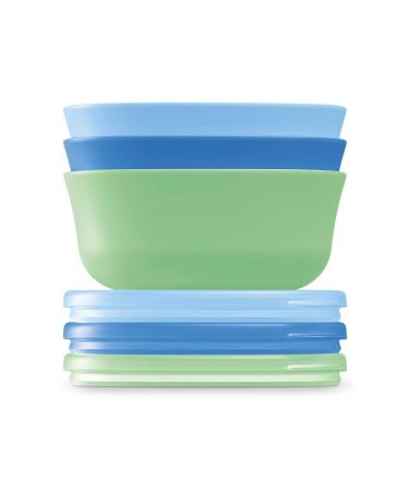 NUK Stacking Bowls Set - 3 Blue & Green Bowls + Lids for 4+ Months - Buy Online on GoSupps.com
