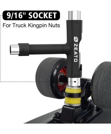 Zeato All-in-One Skate Tool | Portable Multi-Function T-Tool for Skateboards | Black - Buy Online on GoSupps.com