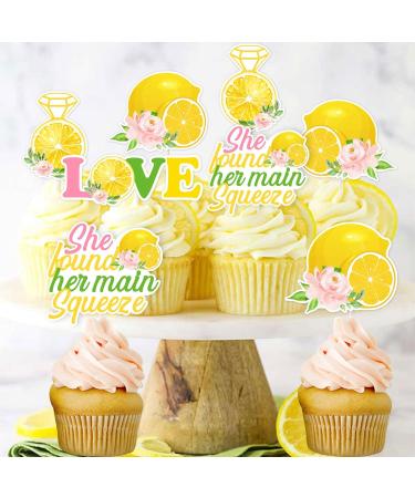 24Pcs Lemon Cupcake Toppers She Found Her Main Squeeze Diamond Ring Lover Cupcake Picks Lemonade Themed Bridal Shower Wedding Engagement Bachelorette Hen Party Cake Decorations Supplies - Buy Online on GoSupps.com