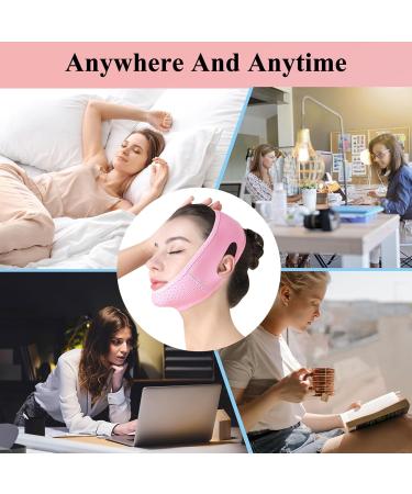 3 in 1 Reusable Double Chin Eliminator | V Line Lifting Chin Strap & Mask for Women - Pink - Buy Online on GoSupps.com