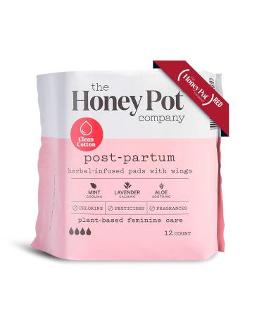 The Honey Pot Company Herbal-Infused Pads with Wings Postpartum  12 Count