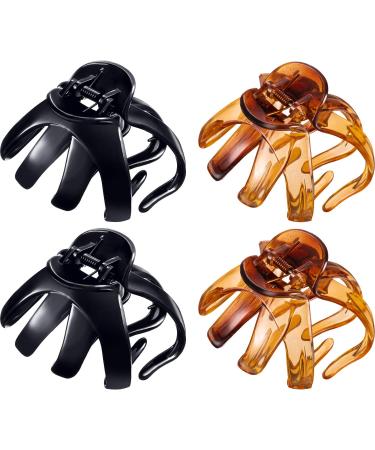 4 Pieces Large Grip Octopus Clip No Slip Spider Hair Clips Octopus Jaw Hair Clips for Thick Long Hair Women Girls (Brown and Black  8.5 cm) 8.5 cm Brown and Black