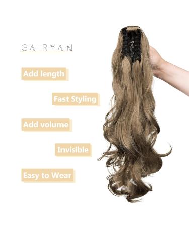 Gairyan 50cm Ashblond Curly Ponytail Extensions | Long Wavy Claw Clip-In Hairpieces for Women - Synthetic Hair Braid - Buy Online on GoSupps.com