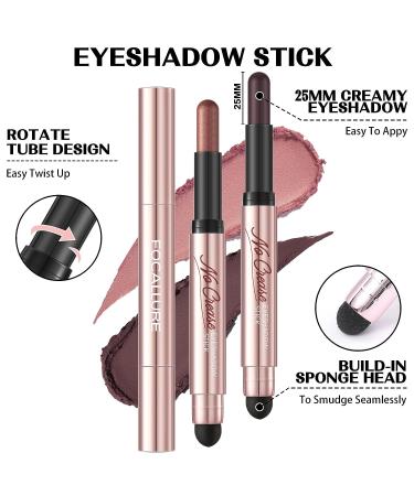 FOCALLURE 2PCS Eyeshadow Stick Set - Shimmer & Matte Cream Pencil Crayons - Long Lasting & Waterproof - with Blending Brush - Opulent Tassels - Buy Online on GoSupps.com
