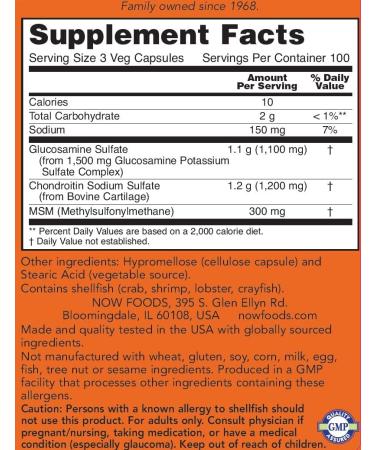 Now Glucosamine & Chondroitin with MSM 300 Capsules - Joint Health Supplement - Buy Online on GoSupps.com