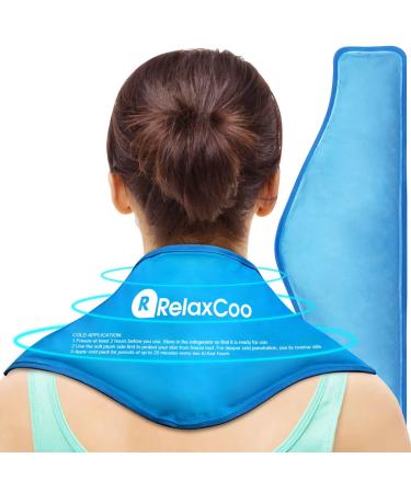 RelaxCoo Neck Ice Pack Wrap  Reusable Gel Ice Pack for Neck Shoulders  Cold Compress Therapy for Pain Relief  Injuries  Swelling  Bruises  Sprains  Inflammation and Cervical Surgery Recovery Blue-1 Pack