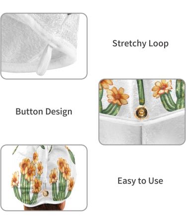 Tropical Cactus Hair Towel 2 Pack | Super Absorbent Quick Dry Hair Turbans for Women & Girls - Buy Online on GoSupps.com