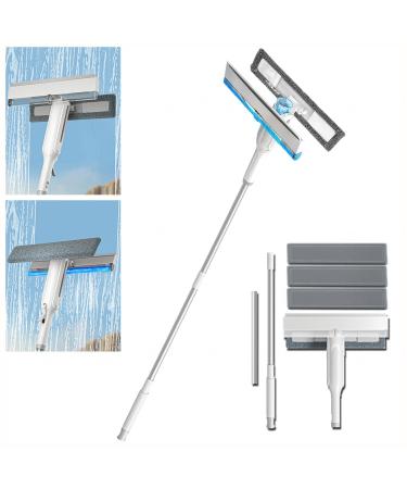 Spray Window Squeegee for Home with Sewage Collector and 3 Pads 4 in 1 Window Washing Squeegee with Extension Pole Car Squeegee for Bathroom Window Mirror Tile Wall