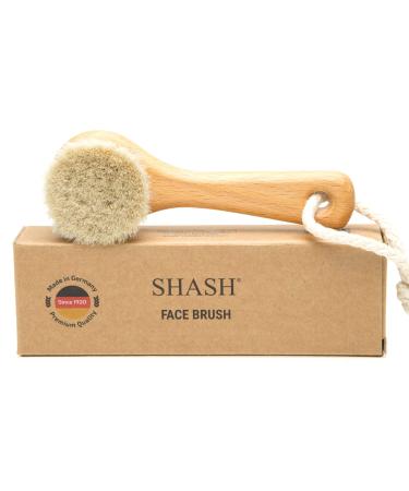 Since 1869 Hand Made in Germany - Sustainable Exfoliating Face Brush, Scrub Cleansing Brush, Exfoliates Skin to Help Reduce Flaking, Fine Lines, Supports Glowing Complexion (Soft Goat Bristle)