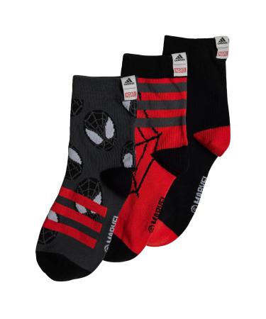 adidas male Kids Marvel Spider-man Crew Socks 3 Pairs socks 3-4 years black/grey six/grey six
