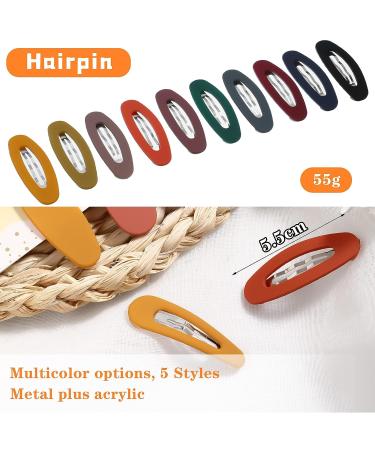 50-Piece Girls Hair Clips: Matte Barrettes, Snap Hairpins, Teardrop Clip, Geometric Hair Accessories - 5 Styles - Buy Online on GoSupps.com