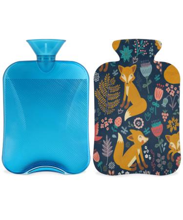 Heat bottle with lid forest animal fox bird flower motif 2 l capacity heat bottle for pain relief feet menstrual cramps
