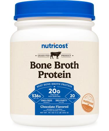 Nutricost Beef Bone Broth Protein Powder Chocolate (20 Servings) - Gluten-Free GMO-Free