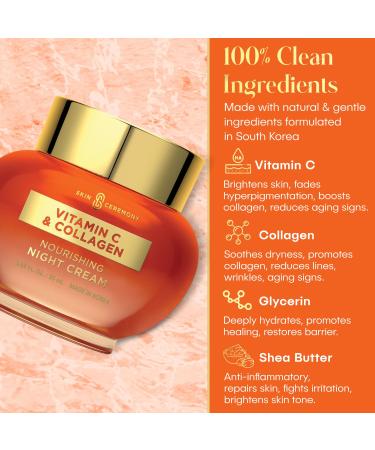 Vitamin C & Collagen Face Moisturizer - Anti-Aging Night Cream for Smooth Bright Skin - Cruelty Free Korean Skincare - 1.69 Fl. oz - Buy Online on GoSupps.com