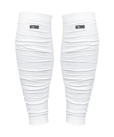 Nxtrnd Football Leg Sleeves, Calf Sleeves for Men & Boys, Sold as a Pair White One Size