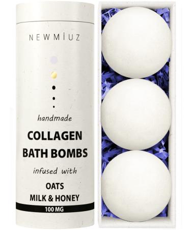 Creamy Collagen Bath Bombs Oatmeal Milk Honey Shea Butter Large Bubble Fizzy Bath Bomb Gift Set for Women Handmade Relaxing Moisturizing for Eczema Sensitive Skin Spa Gift Idea Christmas Birthday Oatmeal  Milk & Honey - Buy Online on GoSupps.com