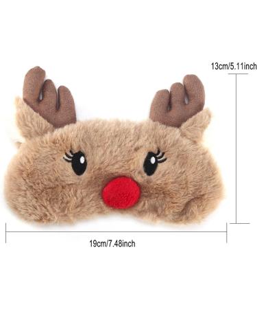  Dioche Cute Sleepping Eyemask Animal Cartoon Style Eye Cover Christmas Deer Snowboard Winter Plush with Blindfold Eyes Sleep Mask Nap Eye Mask for Women (1#) - Buy Online on GoSupps.com