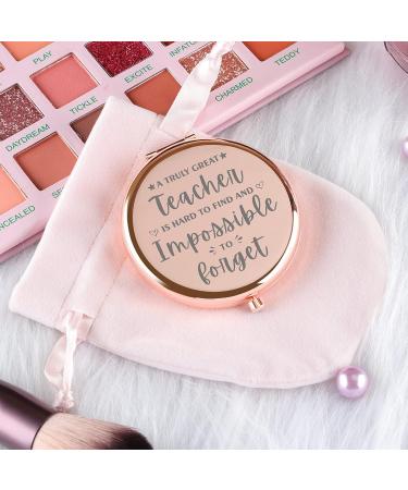 Rose Gold Teacher Gifts: Compact Mirror for Women - Inspirational Teacher Appreciation Gift for Teachers Day, Birthday, Christmas, Graduation - Unique Teacher Assistant Present - Buy Online on GoSupps.com