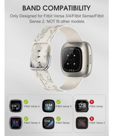 Floral Engraved Band for Fitbit Versa 4/Versa 3/Sense - Cute Dandelion Flower Pattern Silicone Strap for Women - Buy Online on GoSupps.com