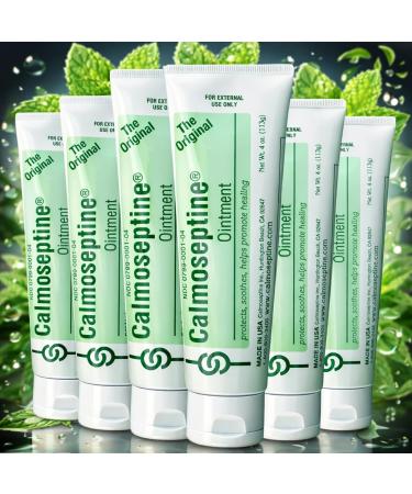 CALVERRA Calmoseptine Ointment 4oz Tube (Pack of 6) - Adult Diaper Rash Cream Ointment for Heat rashes - Large Calmoseptine Ointment for Itching and Rashes Effective Diaper Rash Cream for Kids