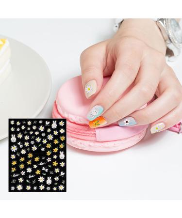 6 Sheets Small Daisy Nail Stickers Self-Adhesive Colorful Daisy Flowers Bunny Daisy Nail Stickers Floral Rabbit Leaves Nail Art Decals Decoration Accessories Suitable for Women and Girls - Buy Online on GoSupps.com