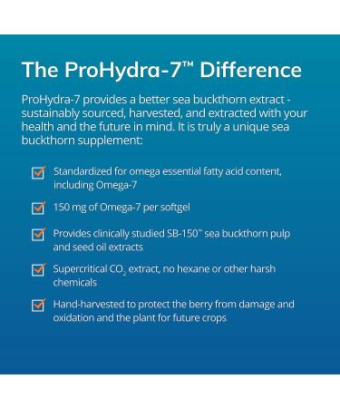 EuroMedica ProHydra-7 Softgels - Clinically-Studied Sea Buckthorn Oil Formula - Omega-7 Supplement - Improve Skin Hydration & Soothe Digestion - 60 Servings - Buy Online on GoSupps.com
