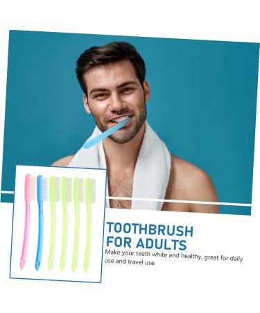 Minkissy 6 Pack Hard Bristle Adult Toothbrush - Premium Plastic Travel Toothbrush & Floss Set - Buy Online on GoSupps.com