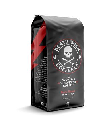DEATH WISH Whole Bean Coffee Dark Roast - Strongest USA Organic Beans Bundle - Fair Trade Arabica & Robusta - 16 oz Real Dark Roast - Buy Online on GoSupps.com