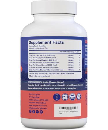 Zen Principle Grass Fed Beef Organ Supplements - Desiccated Liver Heart Kidney Pancreas & More | 2-Pack for Optimal Health - Shop Now - Buy Online on GoSupps.com